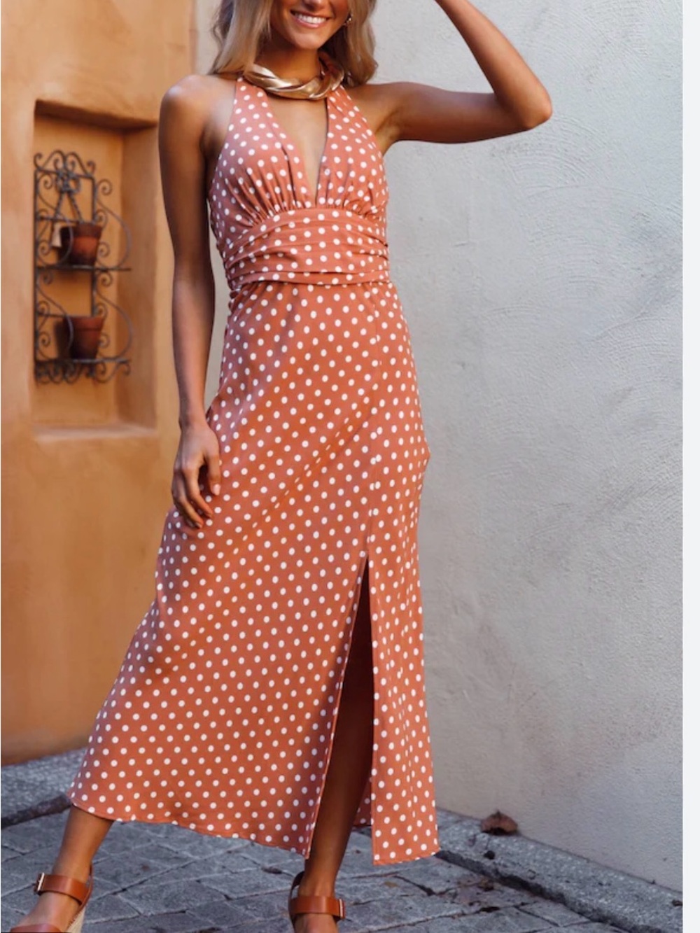 Seven Wonders Emilia  Halter Maxi Dress in Rust